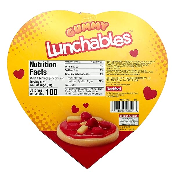 LUNCHABLES GUMMY CANDY PEPPERONI PIZZA KIT HEART SHAPED BOX GIFT