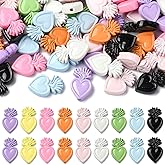 Ipotkitt 100 Pcs Spray Painted Sacred Heart Beads Rainbow Color Heart Shape Metal Beads Romantic Valentines Beads for Jewelry Bracelet Necklace Making