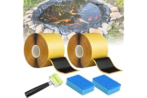 FROIDESENTE Pond Liner Seam Tape, Total 3" x 60' Double Sided Butyl Rubber Tape Kit, Waterproof Seam Tape & 2 Pcs Sponge & Roller, Self Adhesive Patch Repair Tape for EPDM Pond Liners Roof Deck RV (2Pcs)