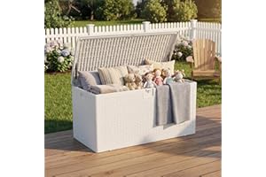 GarveeHome Outdoor Storage Box, 73 Gallon Deck Box, Waterproof Resin Patio Storage Box with Seat & Lockable Lid, Weather Resi