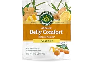 Traditional Medicinals Organic, Belly Comfort Lozenges, Lemon Ginger - Supports Nausea Relief and Occasional Indigestion - Non-GMO, Stimulant-Free - 30 Individually Wrapped Lozenges