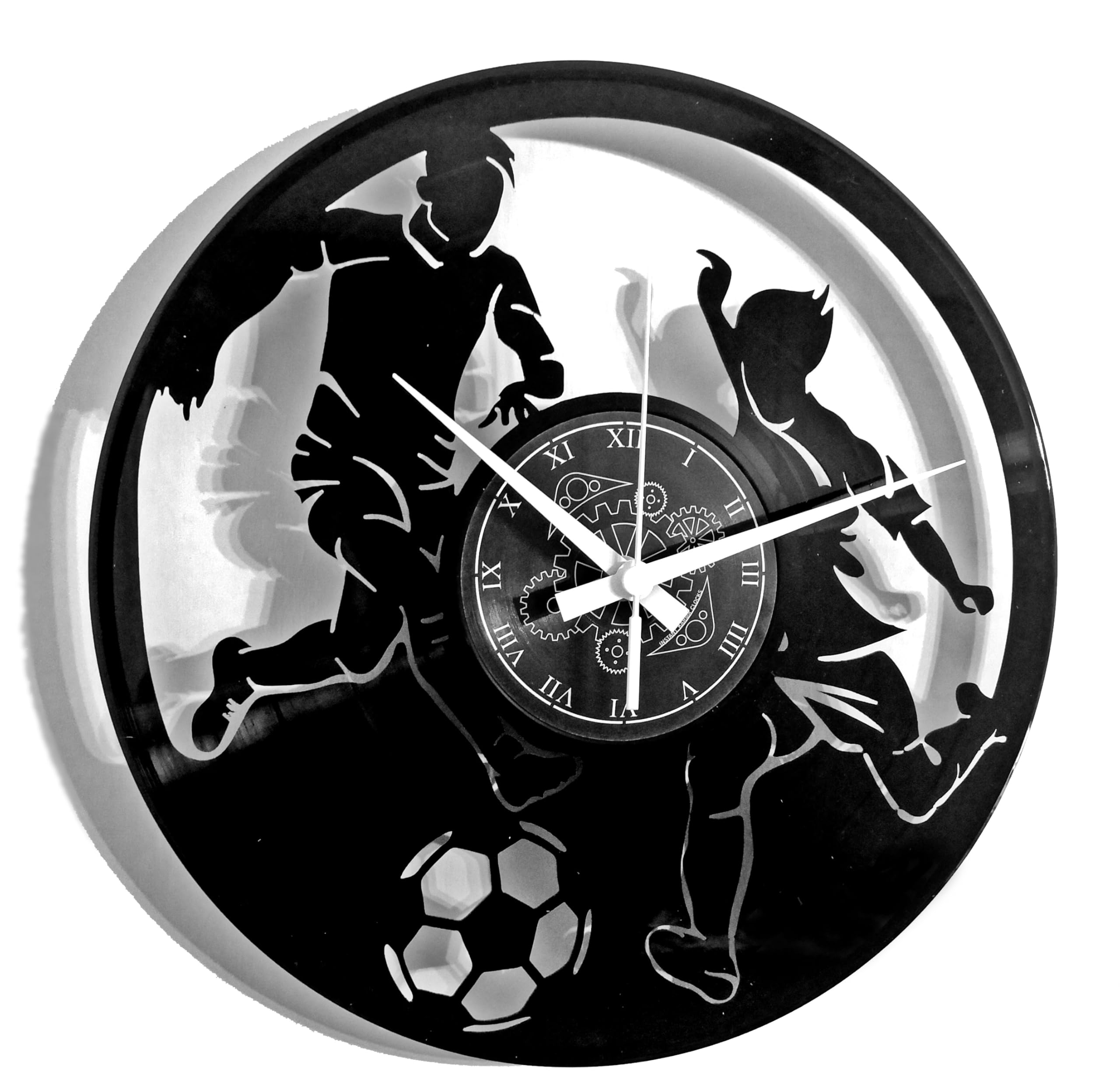 Instant Karma Clocks | Football Wall Clock | Dynamic Soccer Player Silhouette Design | Silent Quartz Movement | Perfect for Athletes, Sports Fans, and Kids' Rooms
