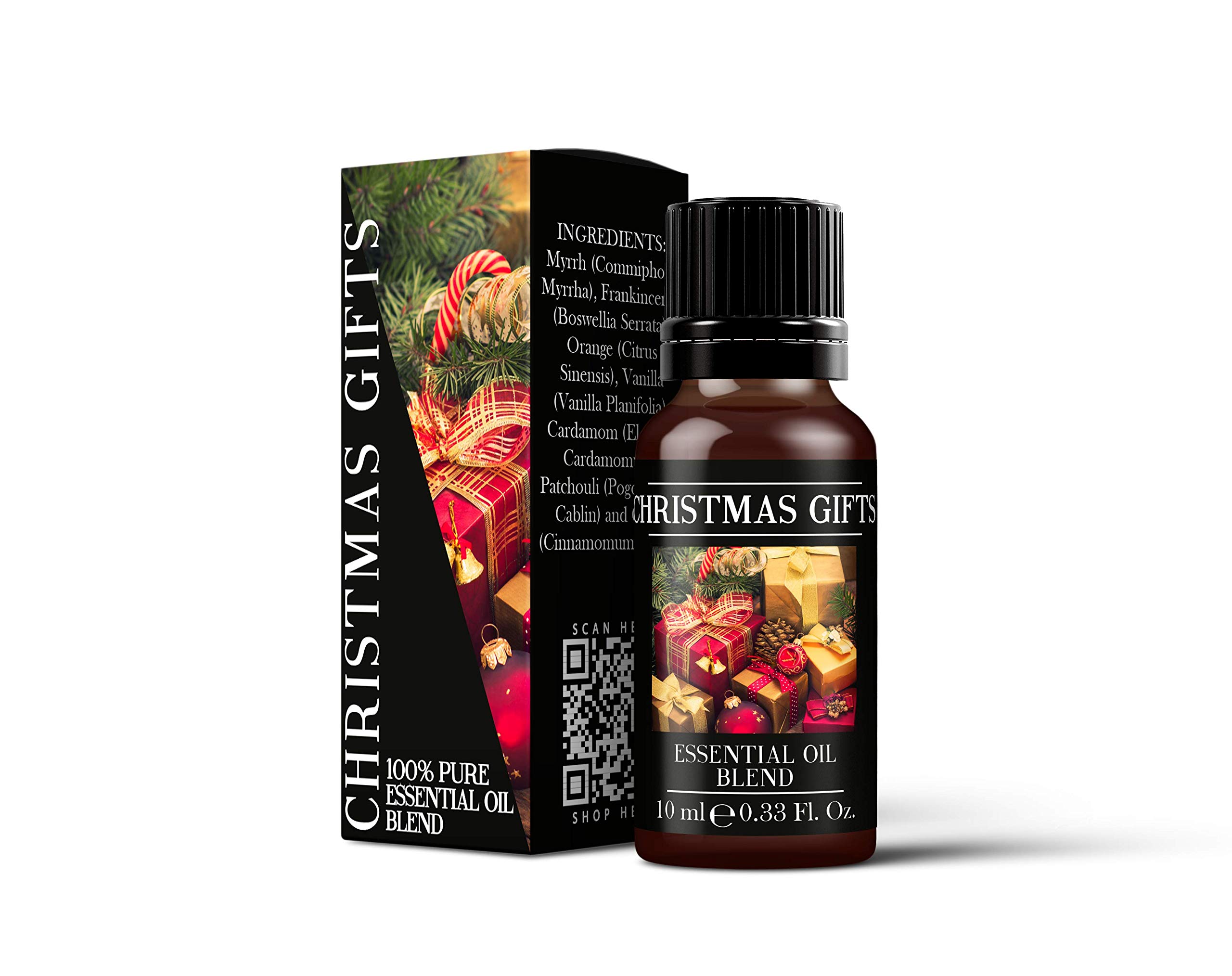 Mystix London | Christmas Gifts Essential Oil Blend 10ml | Frankincense | Myrrh | Orange | Cardamom | Cassia | Patchouli | Vanilla | Warm Festive Aromatherapy Oil | Diffuser Blend | Vegan, GMO Free