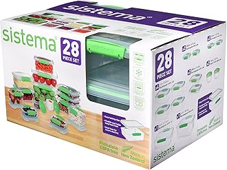 Sistema65602ZS Food Storage Containers, Plastic, Clear/Green