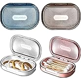 Kigley 4 Pcs Hair Tie Container Small Portable Travel Cotton Swab Holder Flosser Dispenser with Lid Plastic Box Storage Conta