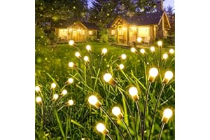 ALBELT 6-Pack Solar Lights for Outside, Upgraded Solar Garden Lights, Sway by Wind, 48 LED Waterproof Solar Outdoor Lights Firefly Lights for Patio Pathway Wedding Party Outdoor Decorations (Warm White)