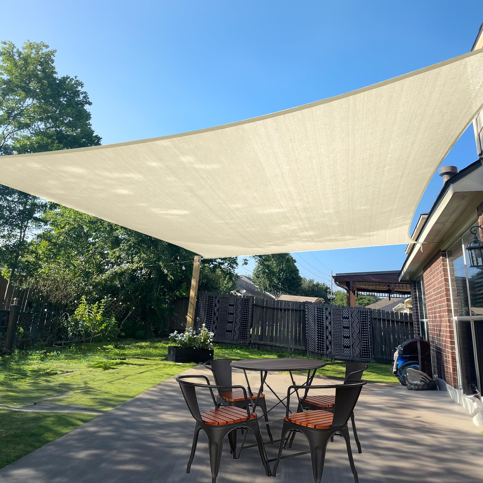 SUNLAX Sun Shade Sail 10' x 13' Butter Cream Rectangle Canopy Sail Shade Cover UV Block Permeable Sunshade Outdoor for Patio Backyard (We Make Custom Size) Image