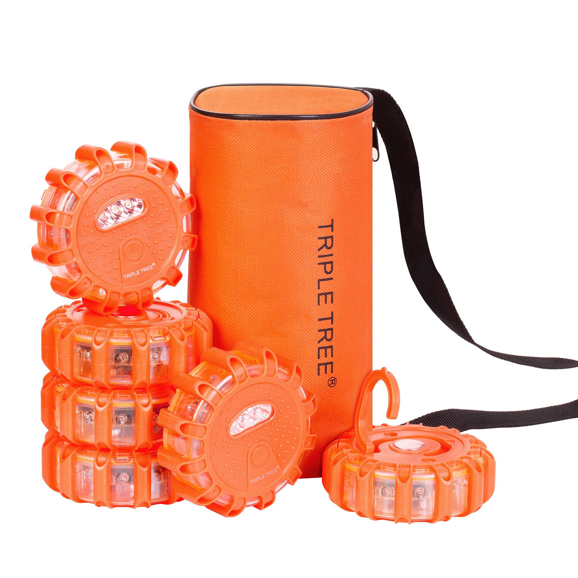 Photo 1 of INCLAKE 6 Pack LED Road Flares Emergency Lights, Waterproof & Impact Resistant, 360-degree Visibility, 9 Flash Modes, Folding Hook & Strong Magnetic Base, Battery Included