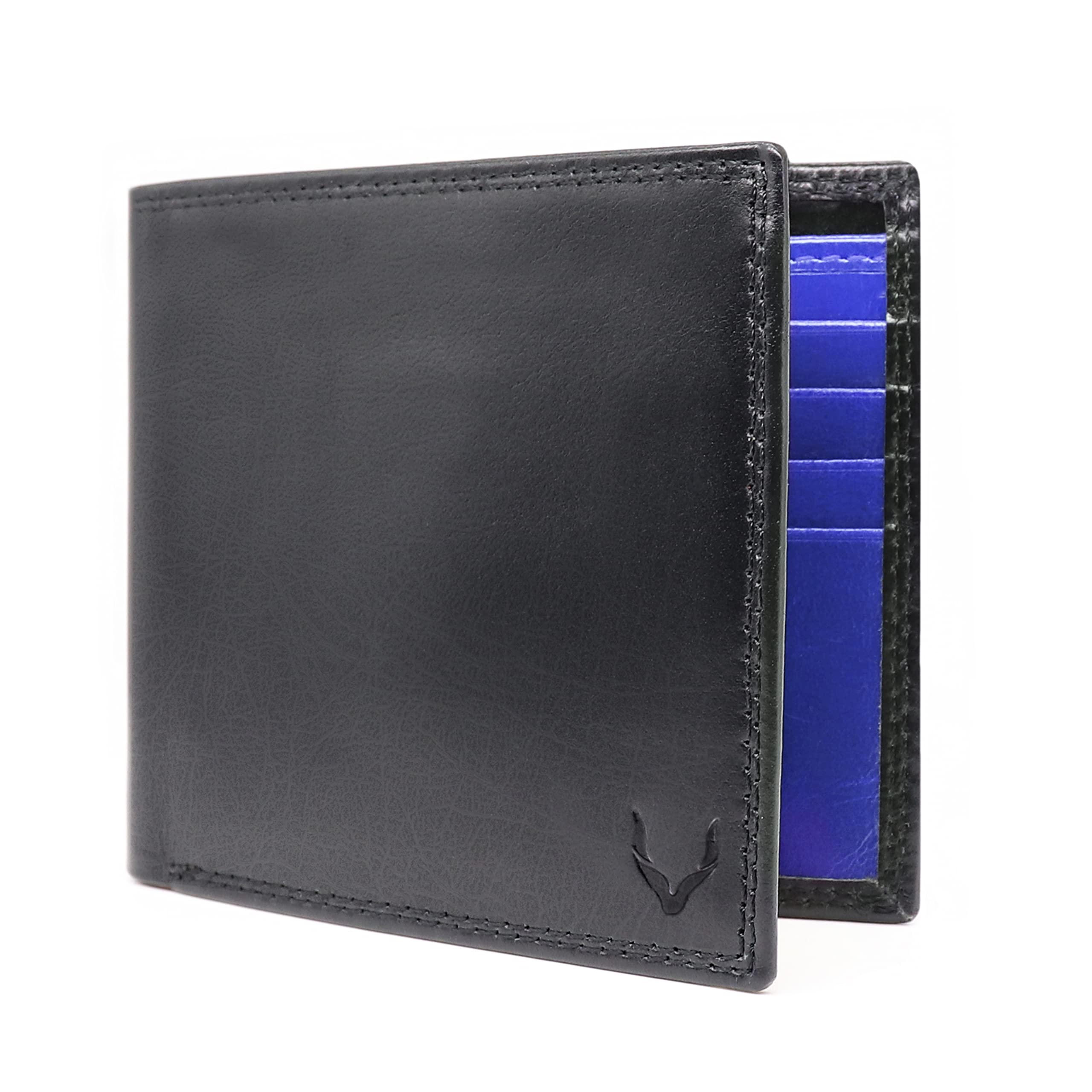 PELLE TORO Minimalist Slim Mens Wallet, Handmade Real Leather Card Wallet with RFID Blocking, 10 Card Holder Slots & Note Section, Black & Blue — image 1