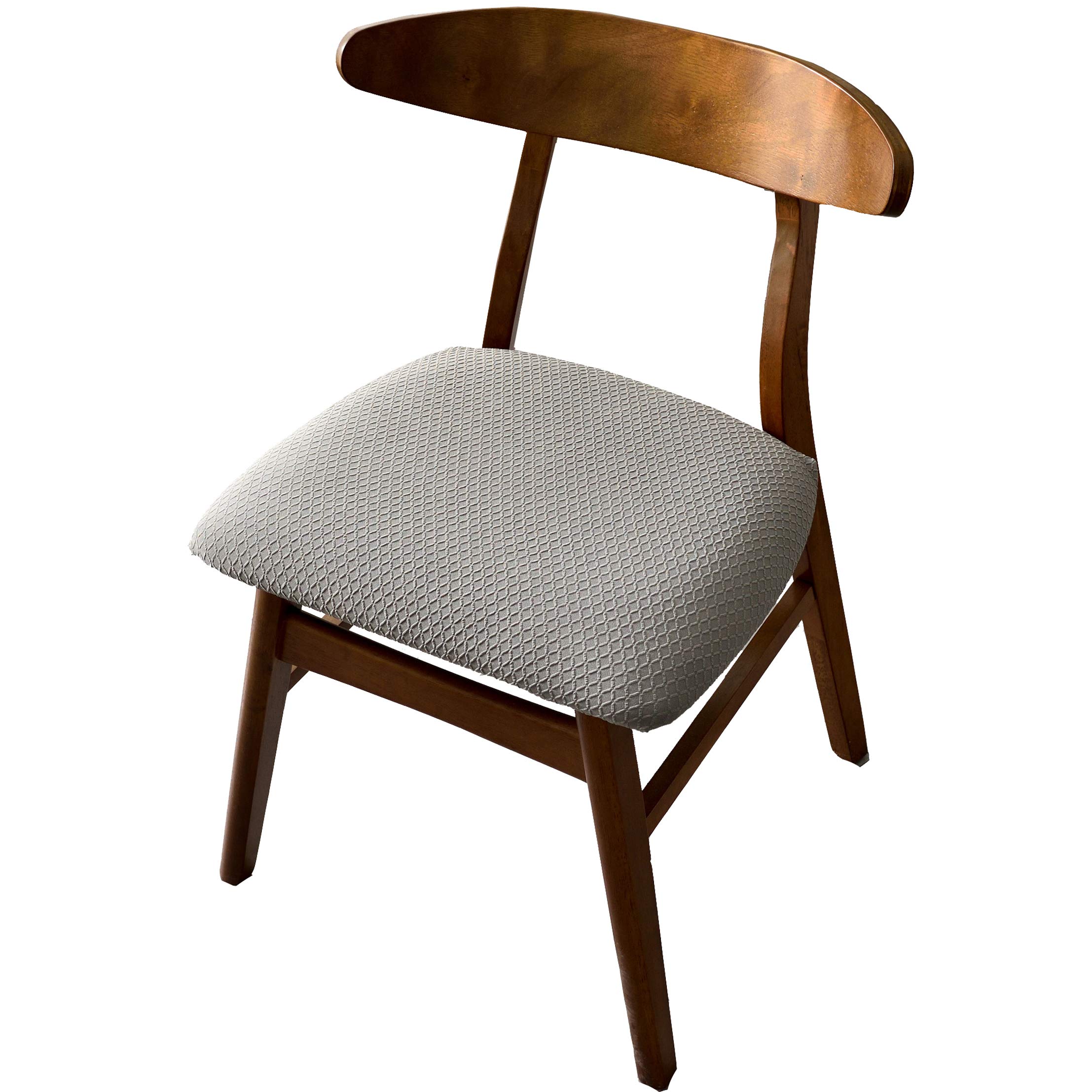 TEERFU Stretch Spandex Jacquard Dining Room Chair Seat Covers, Removable Washable Dinning Chair Seat Cushion Slipcovers - Set of 4, Grey