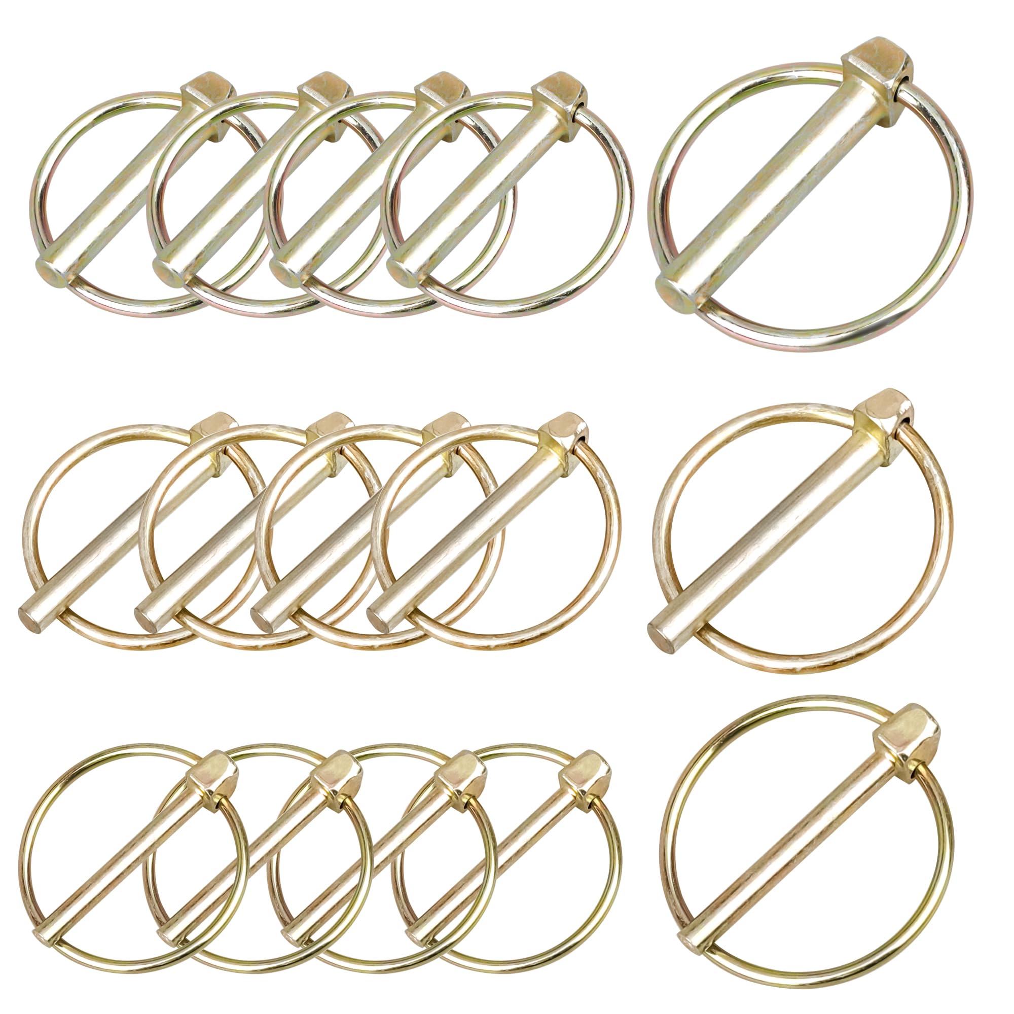 DesertBoy 15-Piece Heavy Duty Trailer LockPin Kit with Rings - Carbon Steel for Farm Tractors, Trailers, Trucks, Mowers