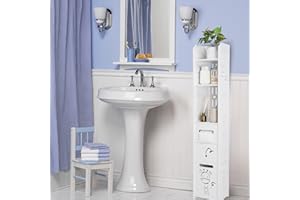 DECOMIL Narrow Storage for Kids Bathrooms, Wooden (PVC) Floor Cabinet with 3 Tiers and Drawers, Waterproof and Space-Saving, Tall Cabinet for Small Bathroom,Cute Design, Kids Room