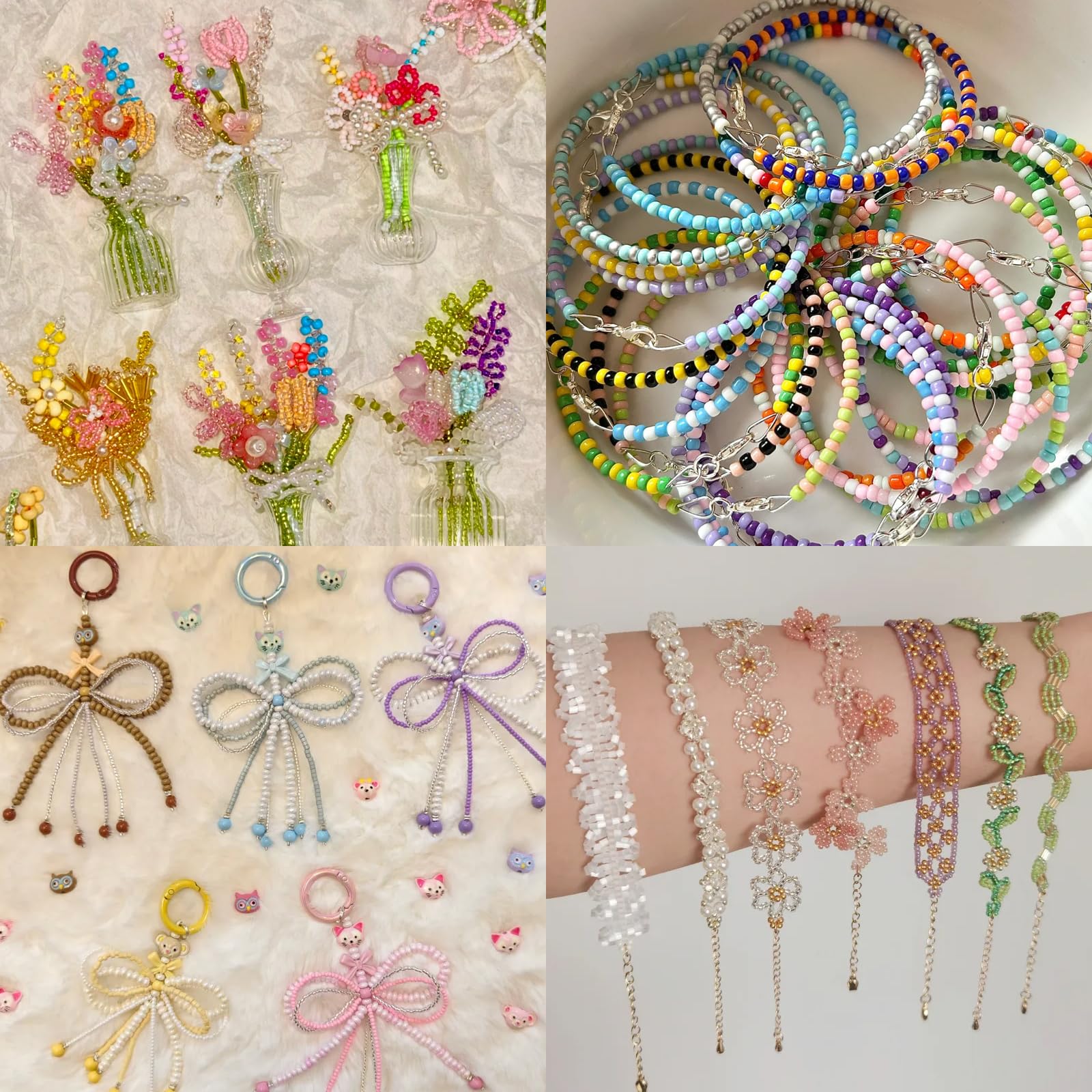 EuTengHao 13200Pcs Glass Seed Beads Small Craft Beads Small Beads for DIY Bracelet Necklaces Crafting Jewelry Making Supplies with Jewelry Findings (3mm, 550 Per Color, 24 Colors)