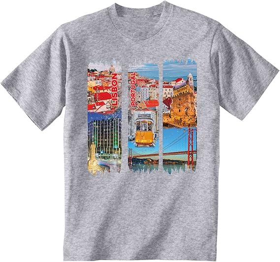 teesquare1st Men's Lisbon Portugal Grey TShirt Amazon.co.uk Clothing