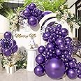 SUWEN Metallic Purple Balloons and Confetti Balloons 18/12/10/5Inch Different Sizes 60PCS Set Shiny Latex Helium Dark Purple Balloon for Birthday Party Graduation Anniversary Decorations