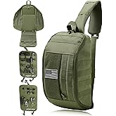 DBTAC Compact 9L Tactical Sling Bag with Removable Elastic Organizer Panel, Everyday Carry Shoulder Pack for EDC Tools, First Aid, Travel, Outdoor Sports (Green)