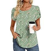 HOTGIFT Women Tops 2026 Summer Short Sleeve Chiffon T Shirts Blouse M-3XL