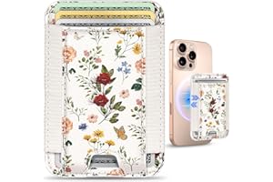 Toycamp Compatible with Magsafe Wallet Magnetic Card Holder - for Women Leather Phone Wallet Fits 7 Cards Slim RFID Card Holder for iPhone 16/15/14/13/12 for Samsung S25 Ultra/S24 Ultra, Flower