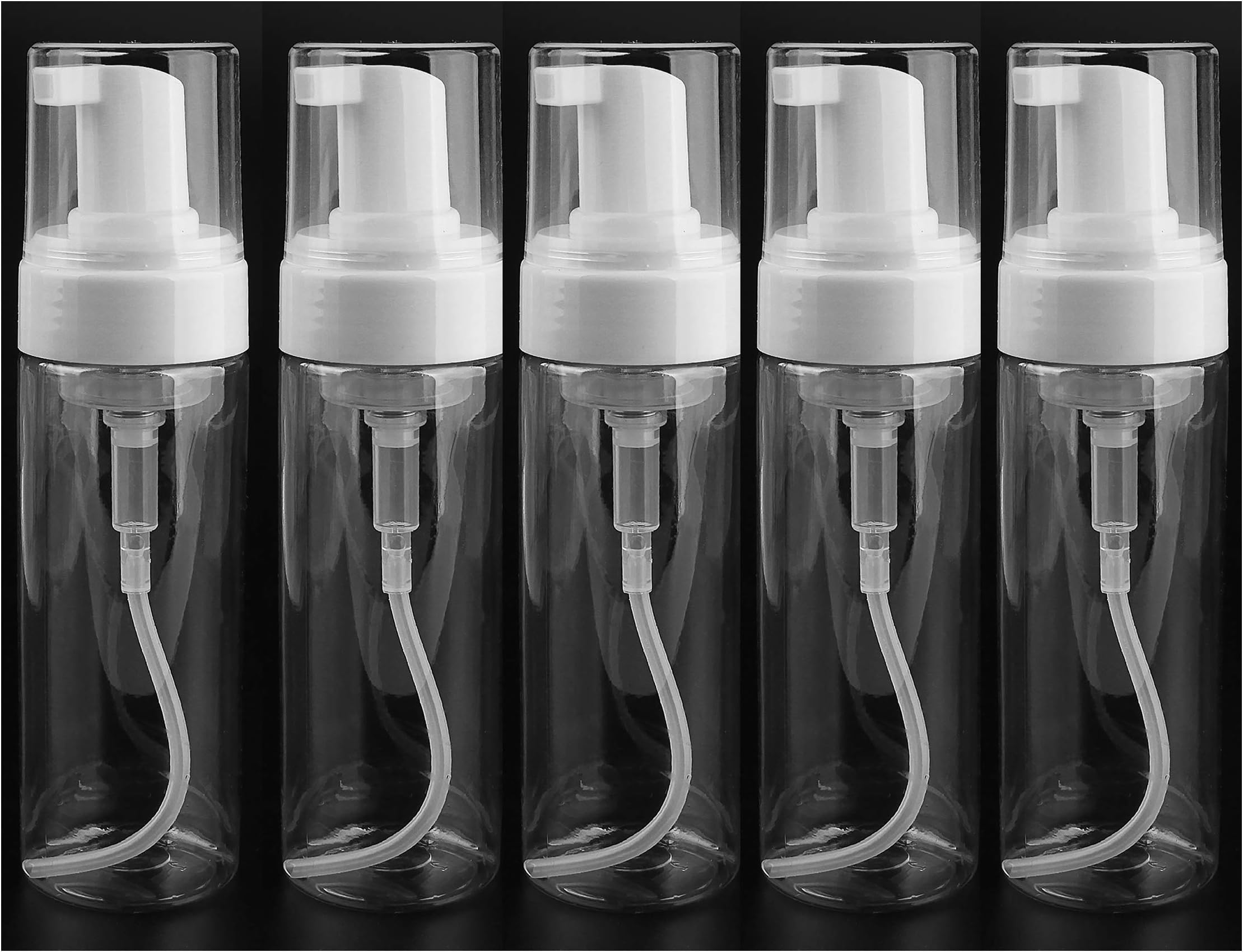 Transparent Foam Dispenser Bottles Reusable Refillable Empty Foam Pump Traveler Bottles 5pcs 150ml
