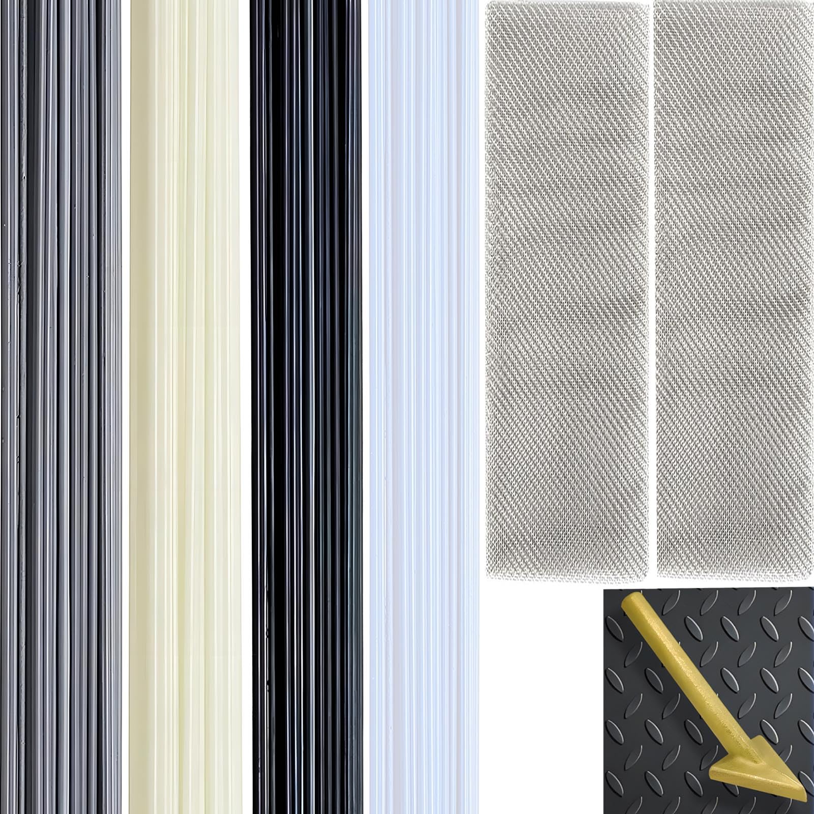 Photo 1 of YOKOMING Plastic Weld Kit Plastic Welding Rods 40pcs 4 Types of Plastic Welding Heating Tip Stainless Steel Meshe Repair Rods PP/PE/PVC/ABS