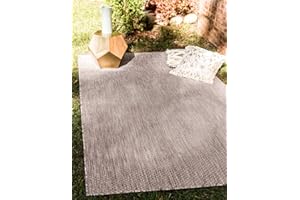 Unique Loom Collection Casual Transitional Solid Heathered Indoor/Outdoor Flatweave Area Rug (9' x 12' Rectangle, Beige/Ivory)