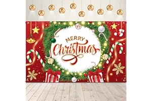 KatchOn, XtraLarge, Merry Christmas Banner - 72x44 Inch | Red Merry Backdrop for Christmas Decorations | Backdrop for Xmas Decorations | Banner for Xmas Decor Indoor | Winter Party Decor