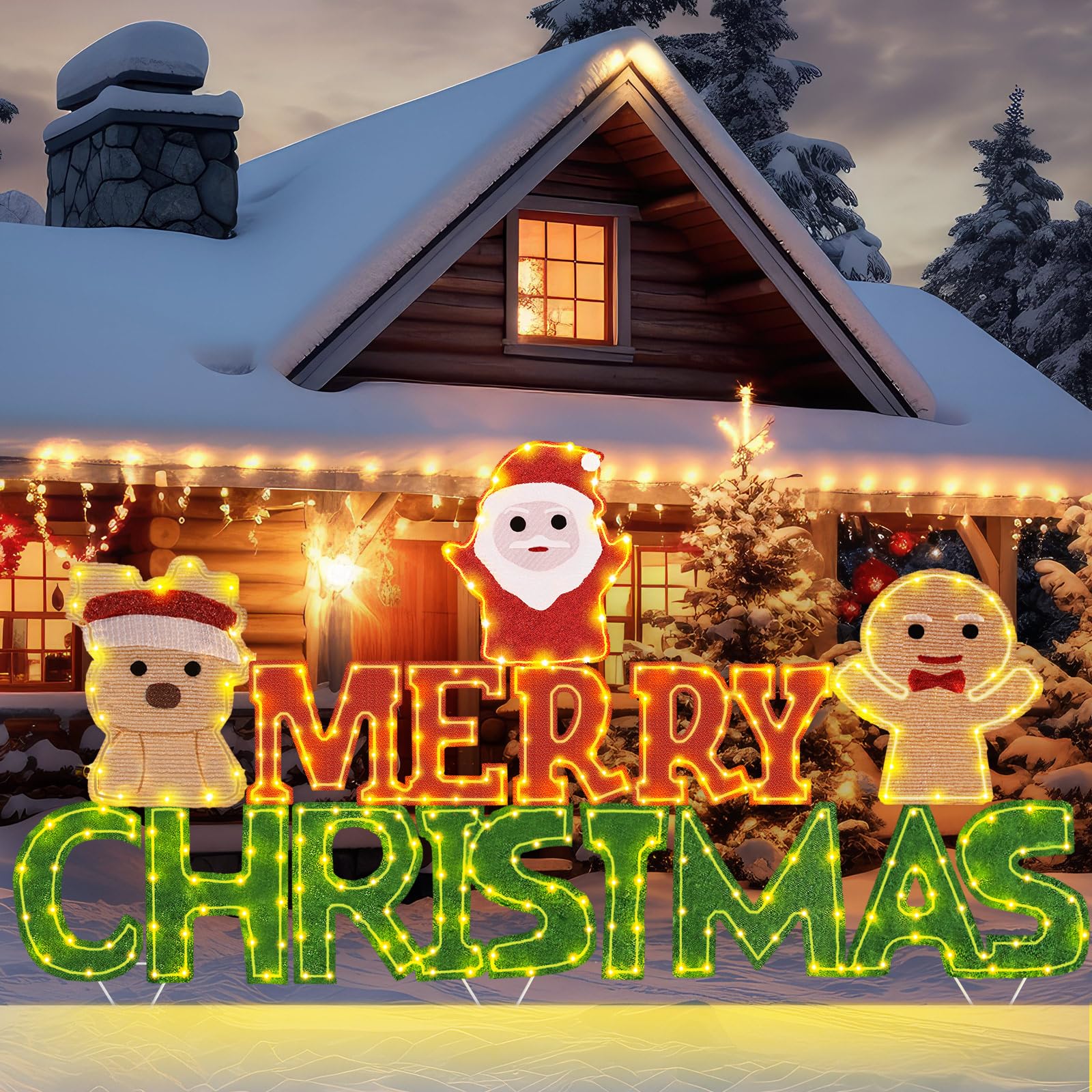 Photo 1 of Tuanse 5FT Merry Christmas Decorations Lights Merry Christmas Sign Lighted Xmas Decor Twinkle Light Sign for Xmas Indoor Outdoor Yard Garden Lawn Window Wall Hanging(Christmas Tree Style)