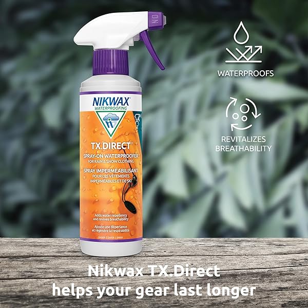 NIKWAX TX.DIRECT SPRAY-ON WATERPROOFING, 300ML, HIGH PERFORMANCE WATERPROOFING RENEWAL TREATMENT RESTORES DWR WATER REPELLENCY IN JACKETS, OUTERWEAR, RAIN, SKI AND SNOW GEAR