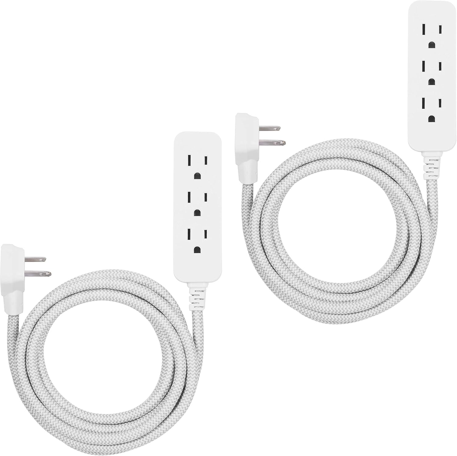 GE White, Designer Extension Surge Protection 2 Pack, Braided Power