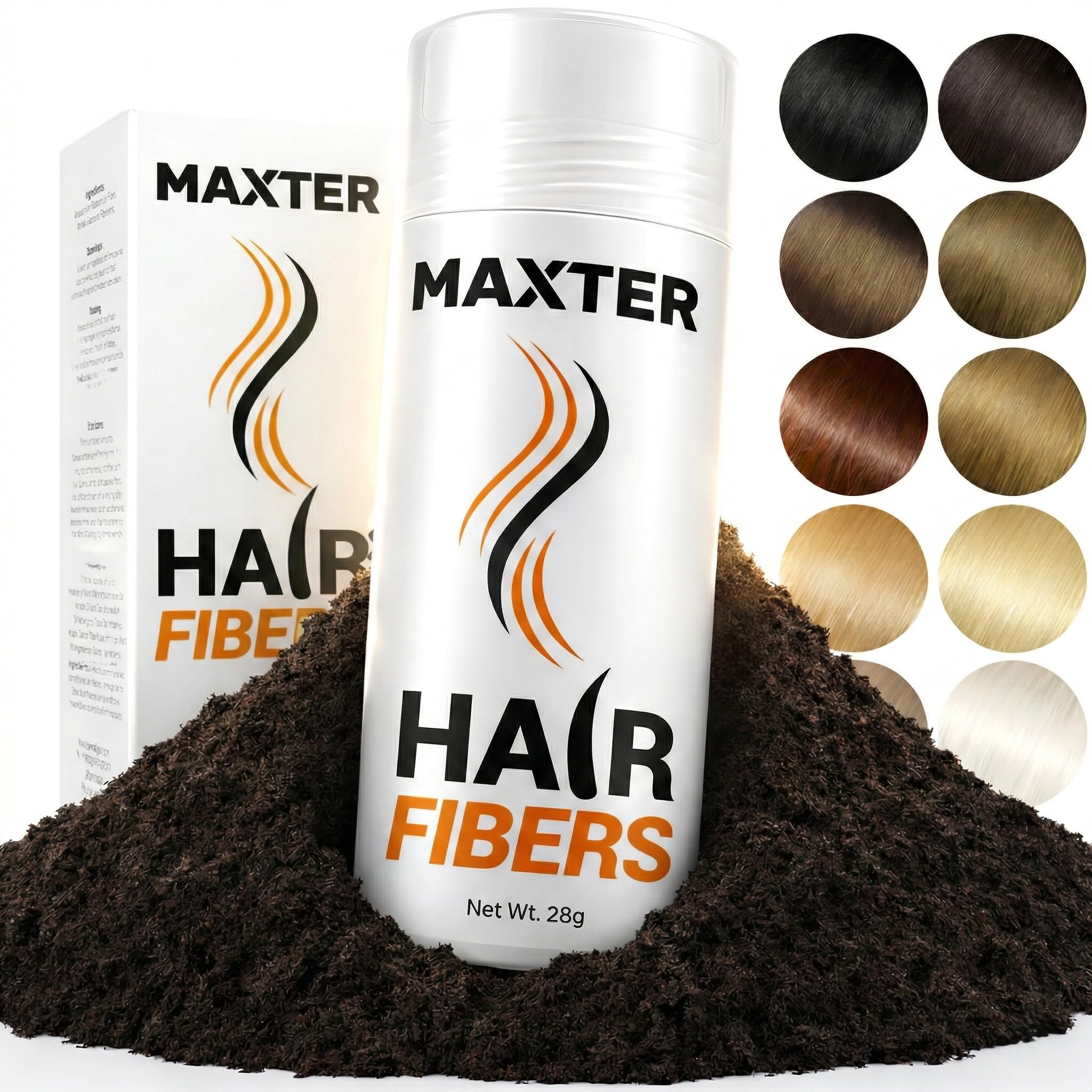 Maxter Hair Fibres - 100% Natural Powder for Hair Thickening, Building and Cover Hair Loss in just 10 sec, for Men & Women (Dark Brown 28g)