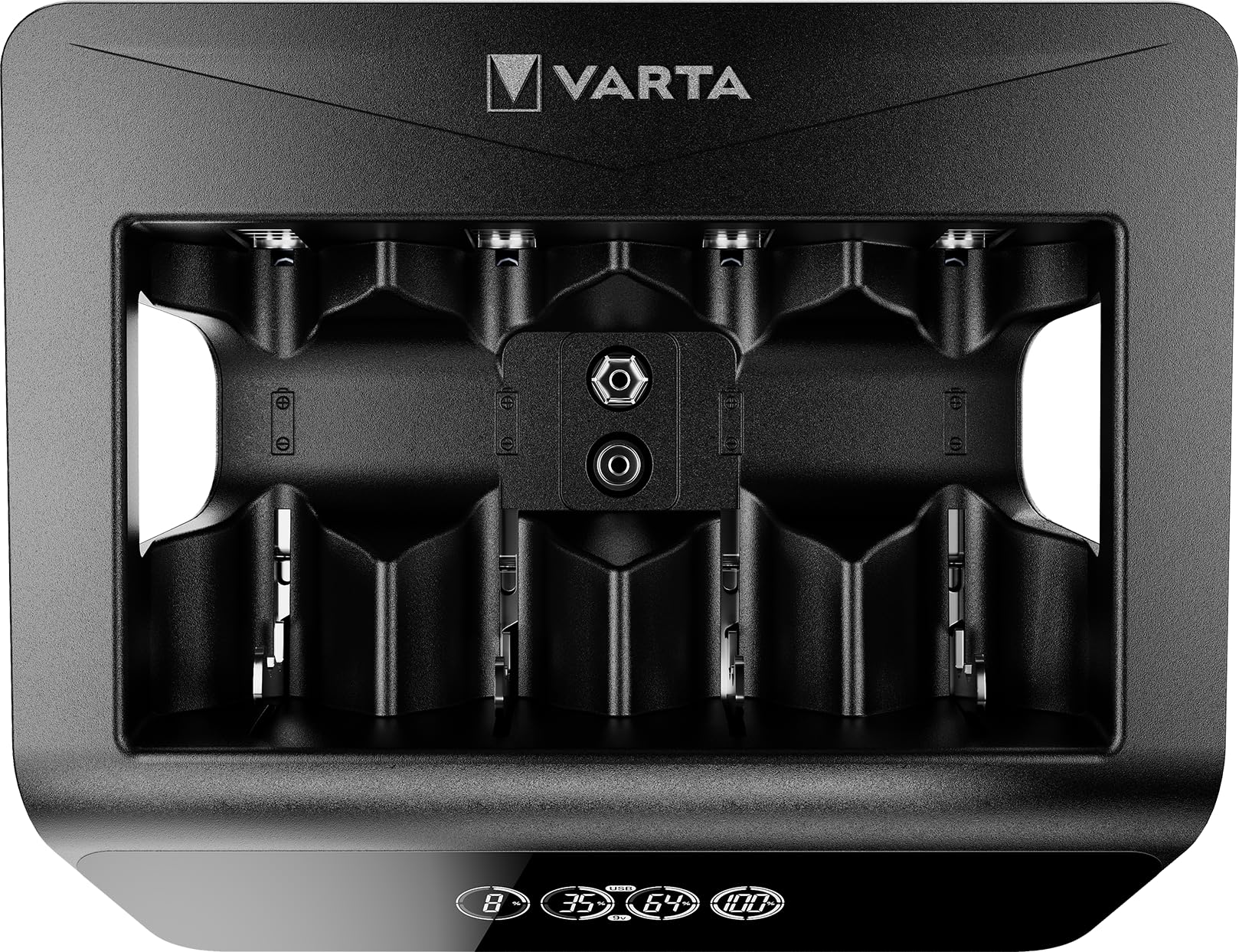 VARTA Universal Charger+ for AA/AAA/9V and USB devices, single bay charge, detection of defective cells