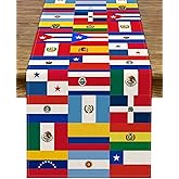 Pudodo Hispanic Heritage Month Table Runner Spanish Classroom 21 Countries Flags Party Fireplace Kitchen Dining Room Home Decoration (13" x 72")