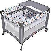 LIVINGbasics Portable Baby Playard and Changing Table, Foldable Playard Suitable for Home/Travel/Outdoor