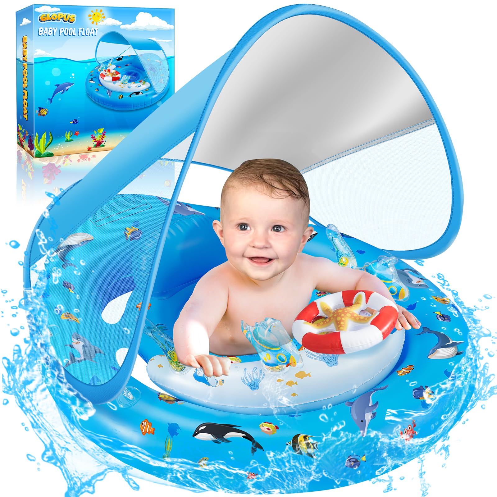 Baby Pool Float With Canopy Infant Pool Float For 6 36 Months Baby Baby Pool Float With Canopy Infant Pool Float For 6 36 Months Baby