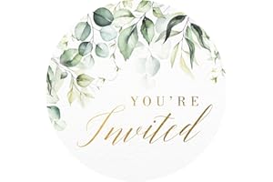 Mobiusea Creation Greenery Wedding Invitation Stickers | 1.4 inch | Gold Foil | 108pcs Waterproof Envelope Stickers for Bridal Shower, Birthday, Baby Shower and Party