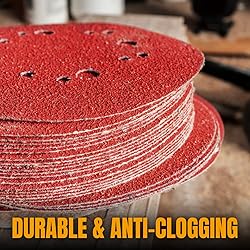 POWERTEC 45032 5 Inch 8 Hole Hook and Loop Sanding