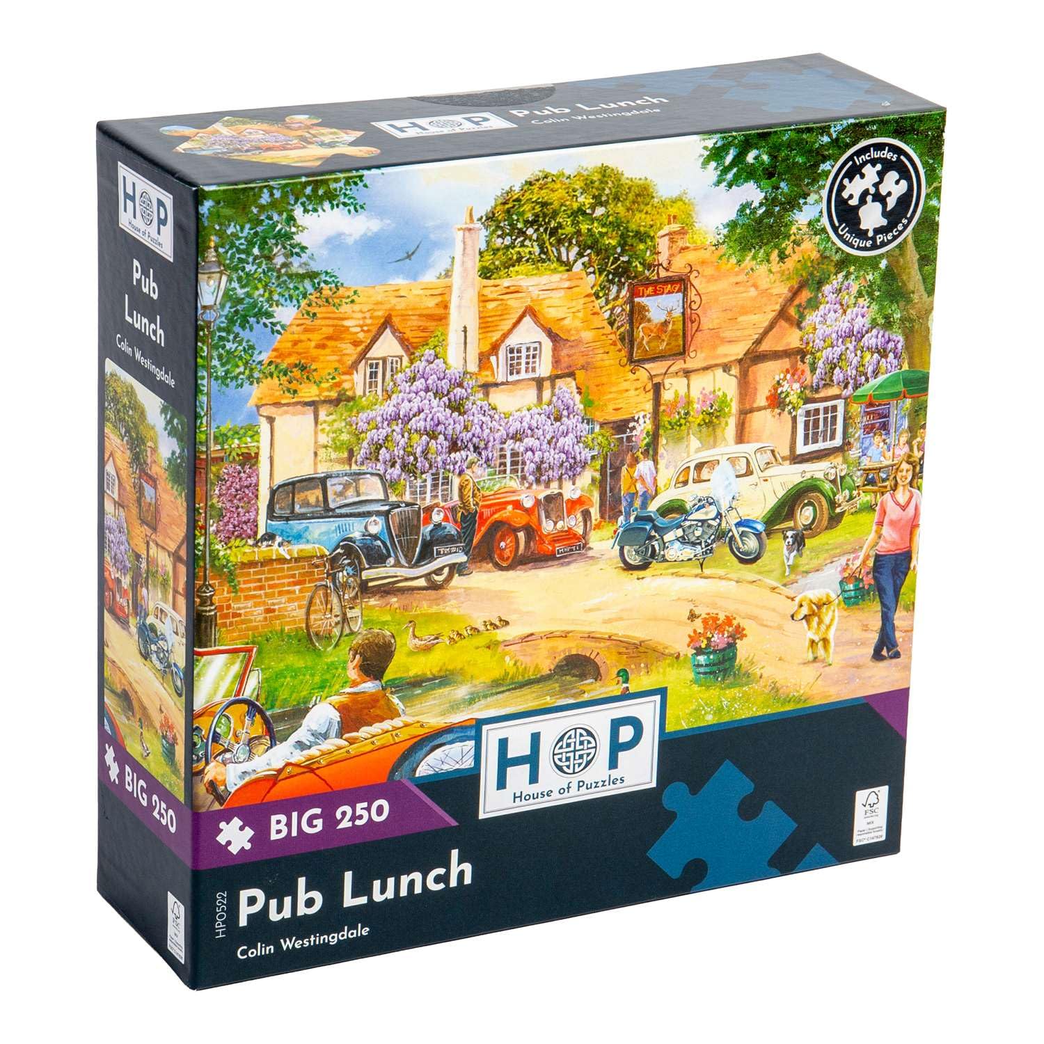The House of Puzzles - Pub Lunch Jigsaw - Big 250 Piece Jigsaws For Adults & Kids, Extra Large Pieces, Artist Illustrated, Scenic Landscape, Deluxe Puzzle Gifts
