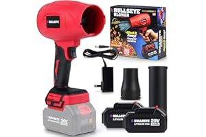 Bullseye Blower – Cordless Leaf Blower, Mini Handheld Turbo Jet with 2 Batteries, 20V 350W Electric Air Power for Patio, Gara