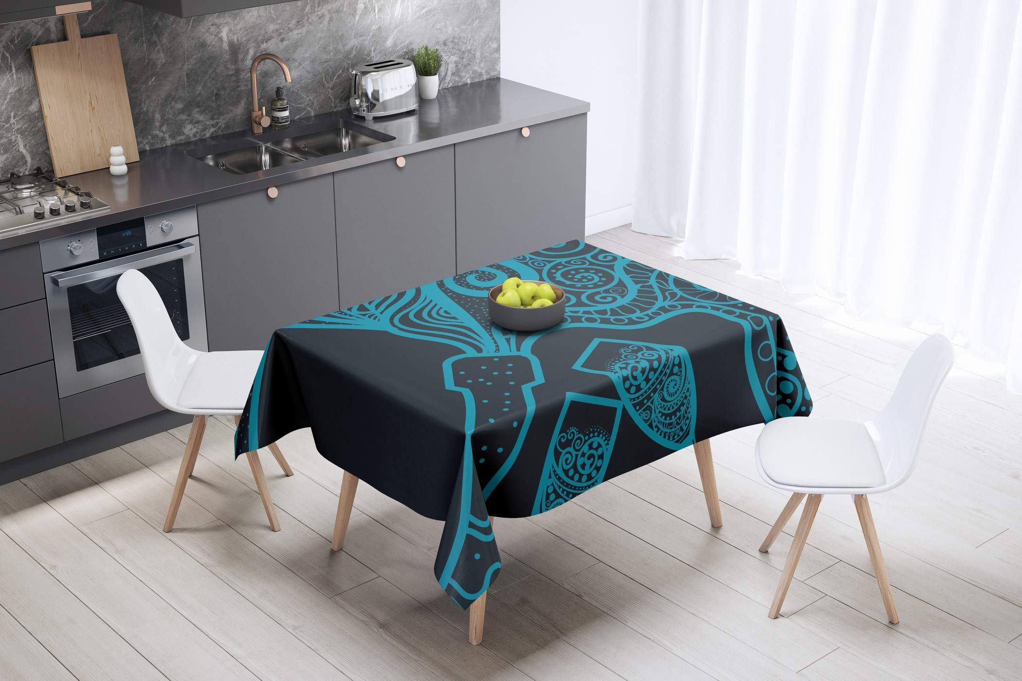 Bonamaison Kitchen Decoration, Tablecloth, 140cm x 140cm - Designed and Manufactured in Turkey