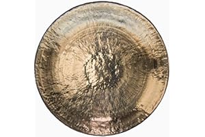 The Gong Shop Brilliant White Chau Gongs - Includes Padded Gong Mallet & Hanging String/Authentic Hand Selected Gong/Beautiful Wash Quality/Calming Sound/Great for Sound Healing, Home, or Office