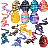 8PCS 3D Printed Fantasy Dragon Egg Toy Easter Eggs – Mystery Articulated Baby Dragon Inside, Cool Collectible Dinosaur Eggs for Boys Girls, Fun Fidget Toys & Unique Home Desktop Decor