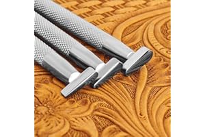 LOWHIGH Smooth Thumb Print Leather Stamps 3Pcs Leathercraft Stamping Tool 304 Stainless Steel Carving Set for Craft DIY