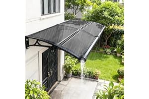 KIZYRQ Window Awning Door Awning with Built-in Drainage System - UV/Rain/Snow Proof Design - Strong and Durable Outdoor Awning for Porches, Patios and Deck 100x150cm/39x59inches