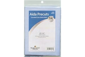 DESIGNWORKS INK 14 Count Aida Fabric Pre-Cut for Counted Cross Stitch - Light Blue