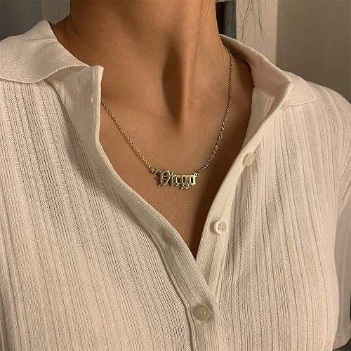 18K Gold Plated Zodiac Necklace For Women – 12 Astrology Sign Pendant, Horoscope Constellation Jewelry With Adjustable Chain, Stainless Steel