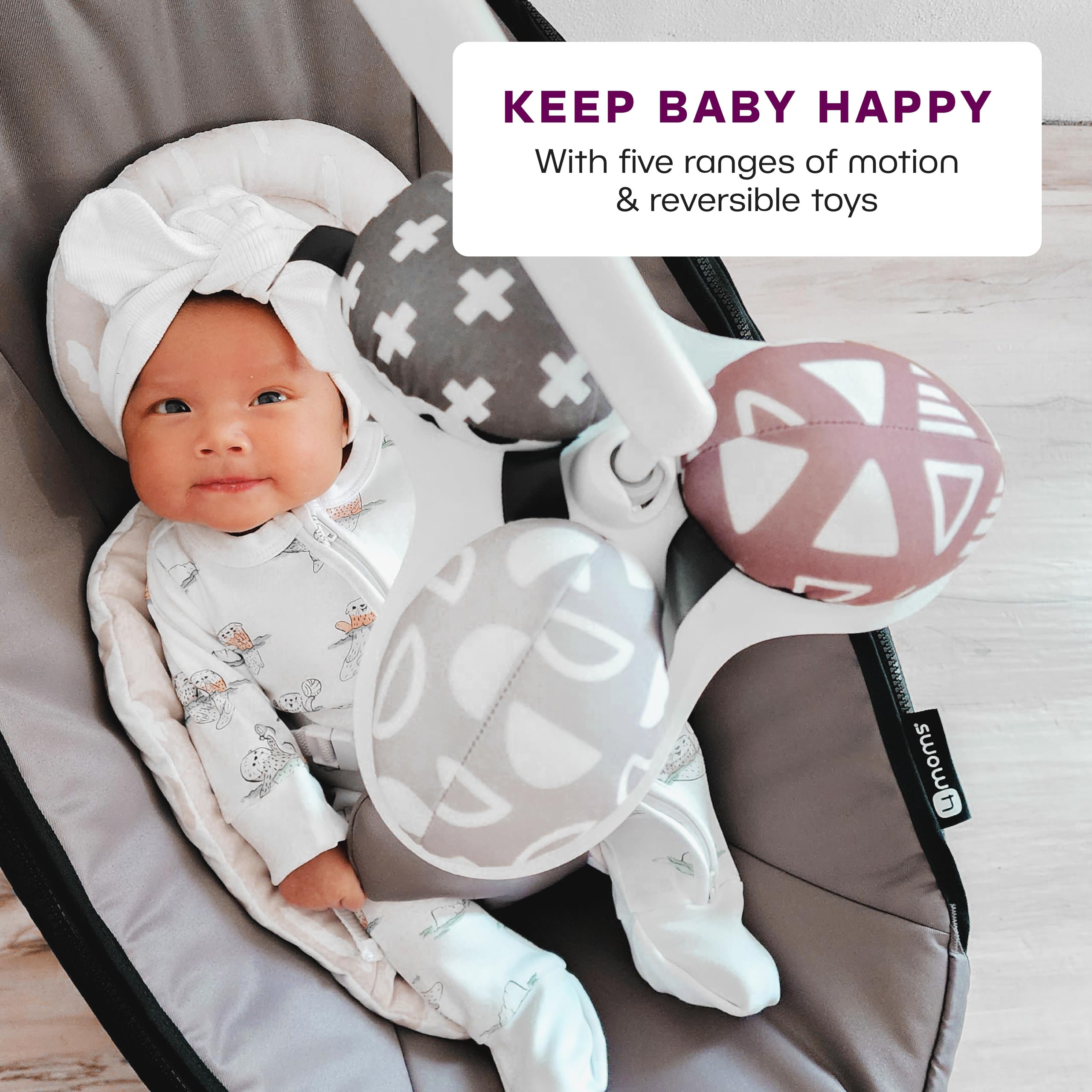 4moms RockaRoo Baby Rocker with Front to Back Gliding Motion, Graphite
