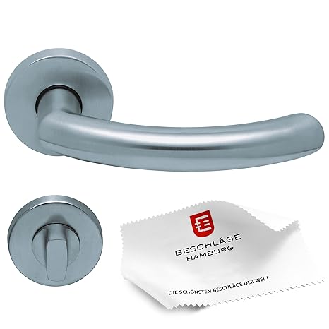 Türgriffe von Beschläge Hamburg: Türbeschlag scoop SBL 1085 — Türklinken mit WC Rosetten für Bad und Toilette — Drückergarnit