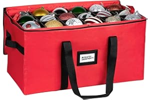 HOLDN’ STORAGE Christmas Ornament Storage Container,Box Stores Up to 54, Adjustable Dividers, Large Organizer Bin to Protect and Store Holiday Décor