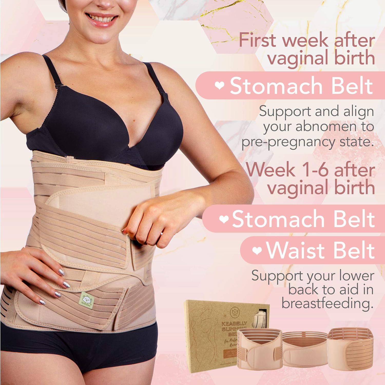 3 in 1 Postpartum Belly Support Recovery Wrap - Belly Band for Postnatal, Pregnancy, Maternity - Girdles for Women Body Shaper - Tummy Bandit Waist Shapewear Belt (Classic Ivory, One Size): Health & Personal Care