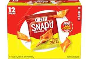 Cheez-It Snap'd Cheese Cracker Chips, Thin Crisps, Lunch Snacks, Double Cheese, 9oz Box (12 Pouches)